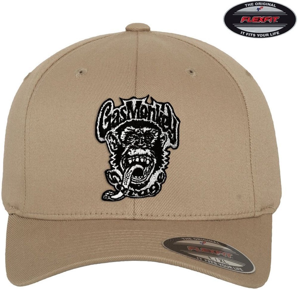 Gas Monkey Garage Logo Patch Flexfit Baseball Cap GMG-92-GMG9901-CB16 Khaki-L/XL