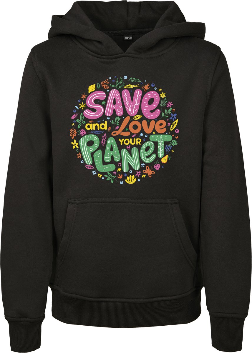 Mister Tee Save And Love Kinder hoodie/trui Kids 134 Zwart