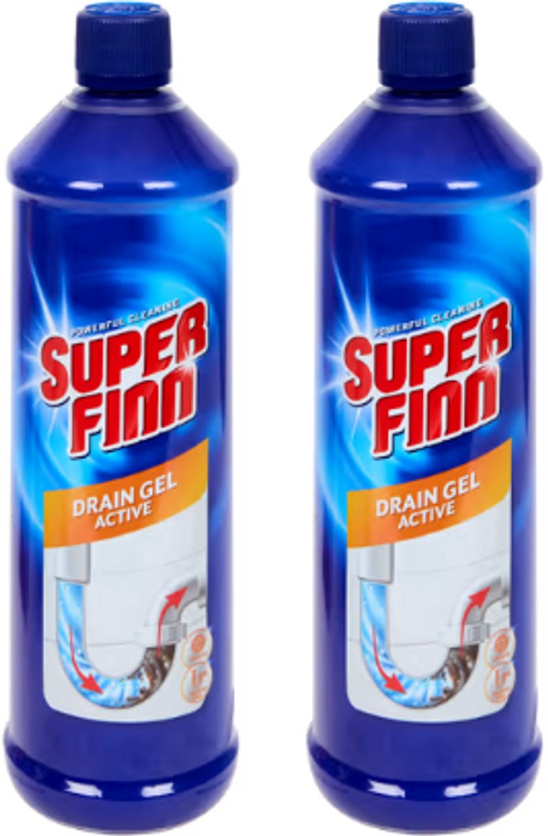 SuperFinn - 2 x Powerful Cleaning Active Drain Gel Active - vloeibare gootsteen ontstopper - 2 x 1000 ml
