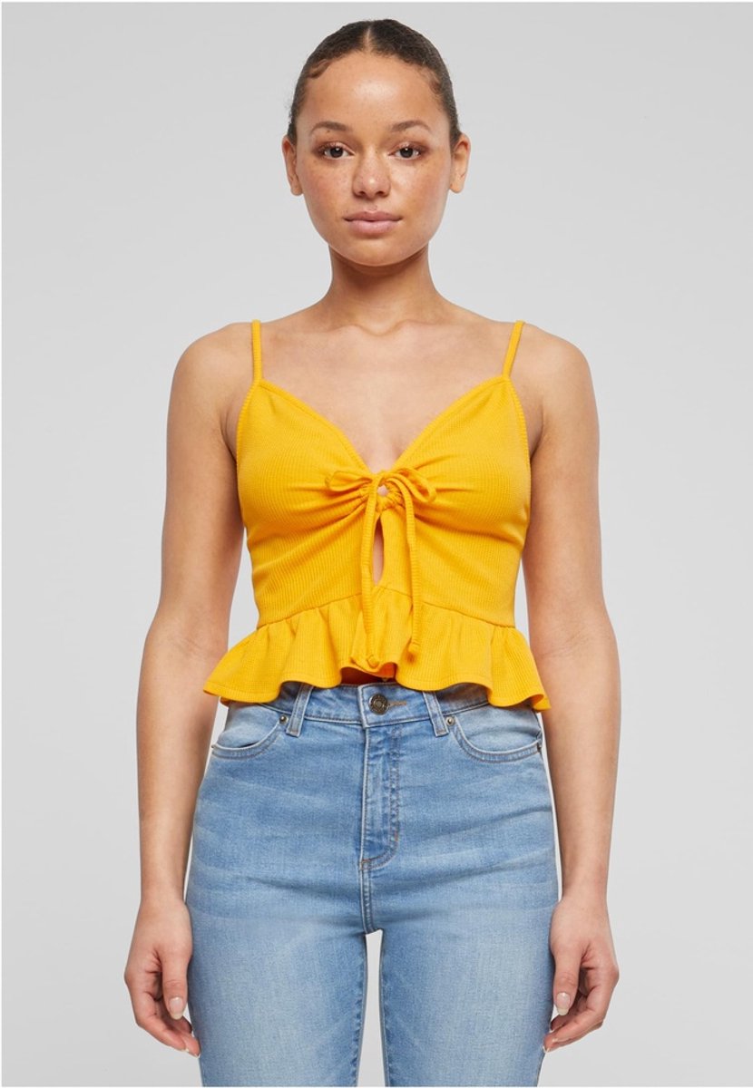Urban Classics Waffle Pique Ruffle Crop top 5XL Oranje