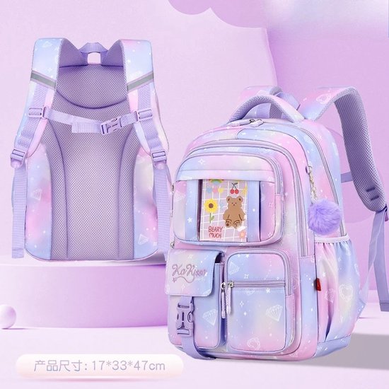 Foto: 3d sprankelende prinsessen rugzak 30x19x46 paars schooltas multifunctionele sport tas lichtgewicht reisrugzak waterdichte laptoptas hoge kwaliteit backpack grote capaciteit reizen regenboog kamperen meisje tieners boekentas verstelbare schouderbanden