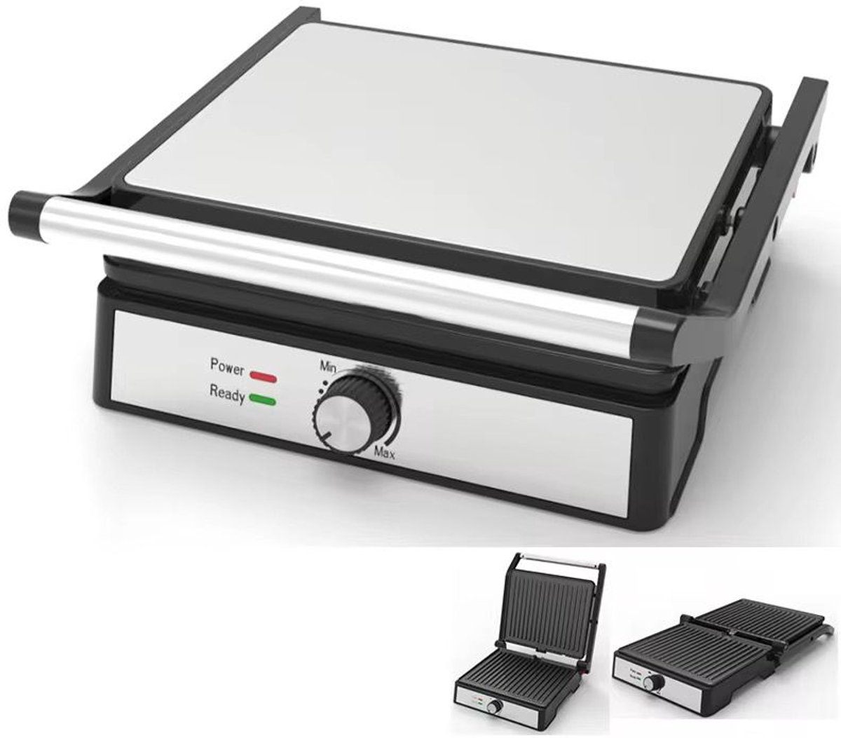 Nexser 4-Slice Sandwich Maker & Contact Grill – 2200W – Digitale BBQ Grill – Smokeless – Afneembare Platen – Temperatuurregeling – PTFE Anti-aanbaklaag