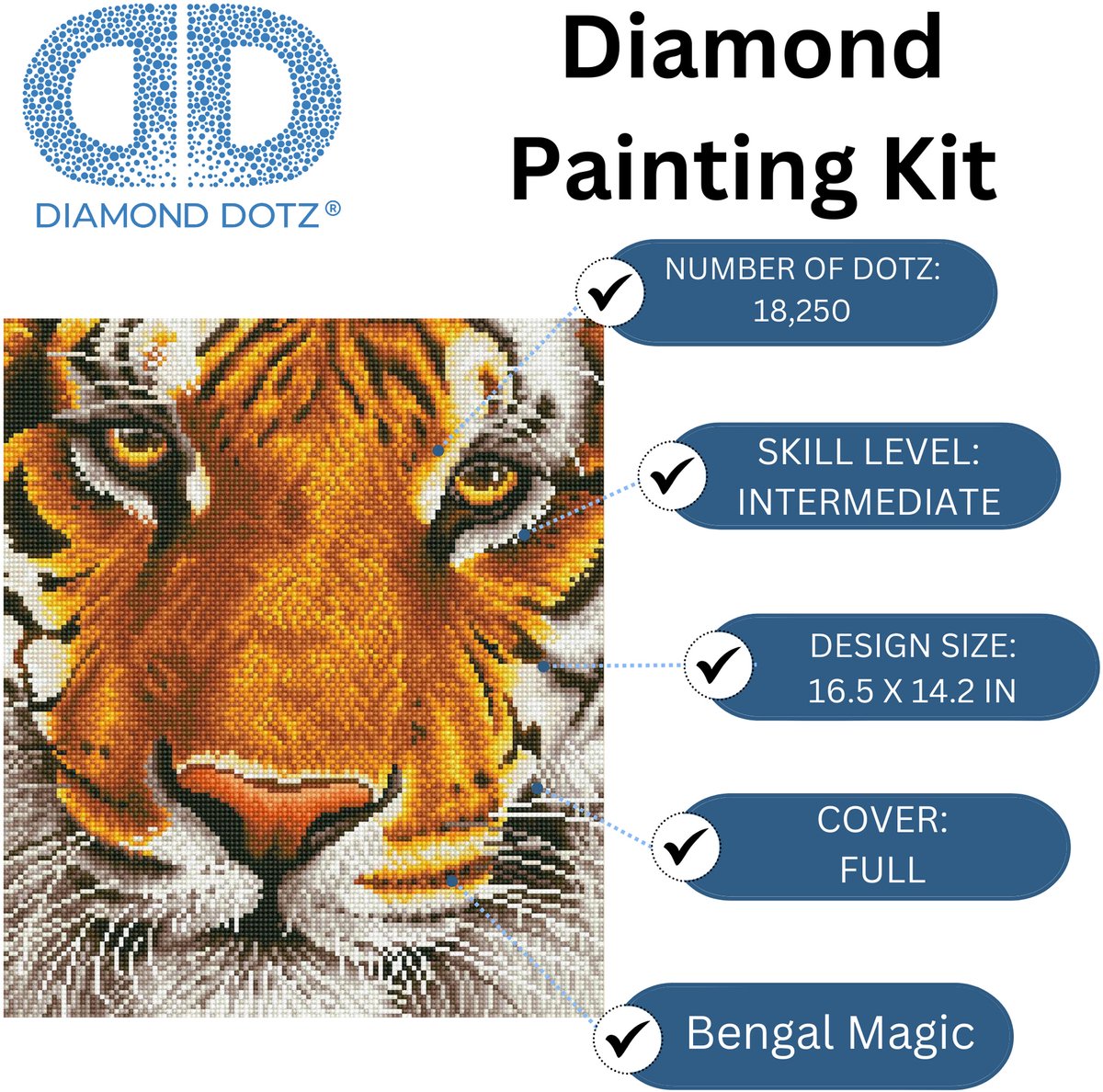 Diamond Dotz® Tiger Bengal Magic - Diamond Painting (44x50 cm) — afbeelding 5