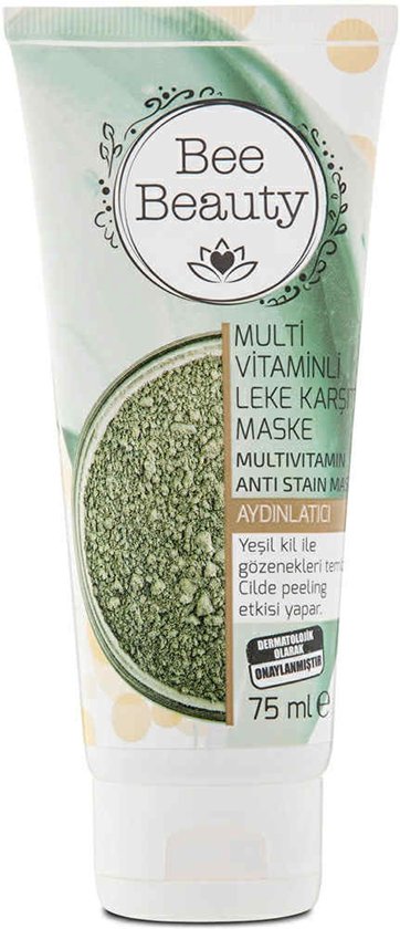 Bee Beauty Gezichtsmasker - Multi Vitamine Anti-Spot/Anti-vlekkenmiddel Masker- Verlichtend - Reinigt de poriën met groene klei - Peeling effect op de huid - Dermatologisch getest - 75 ml