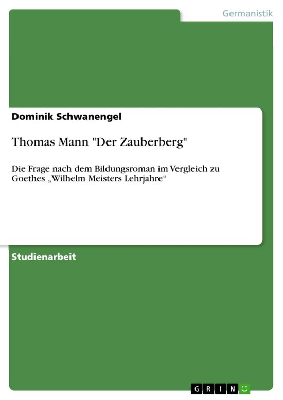 Thomas Mann "Der Zauberberg" - cover