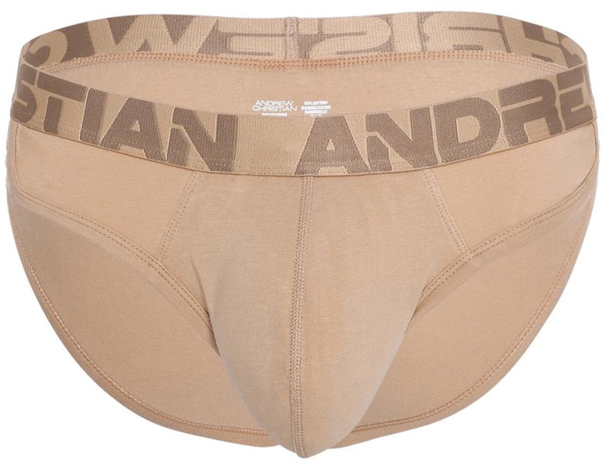 Andrew Christian Retro Brief w/ SHOW-IT® Khaki - MAAT S - Heren Ondergoed - Slip voor Man - Mannen Brief