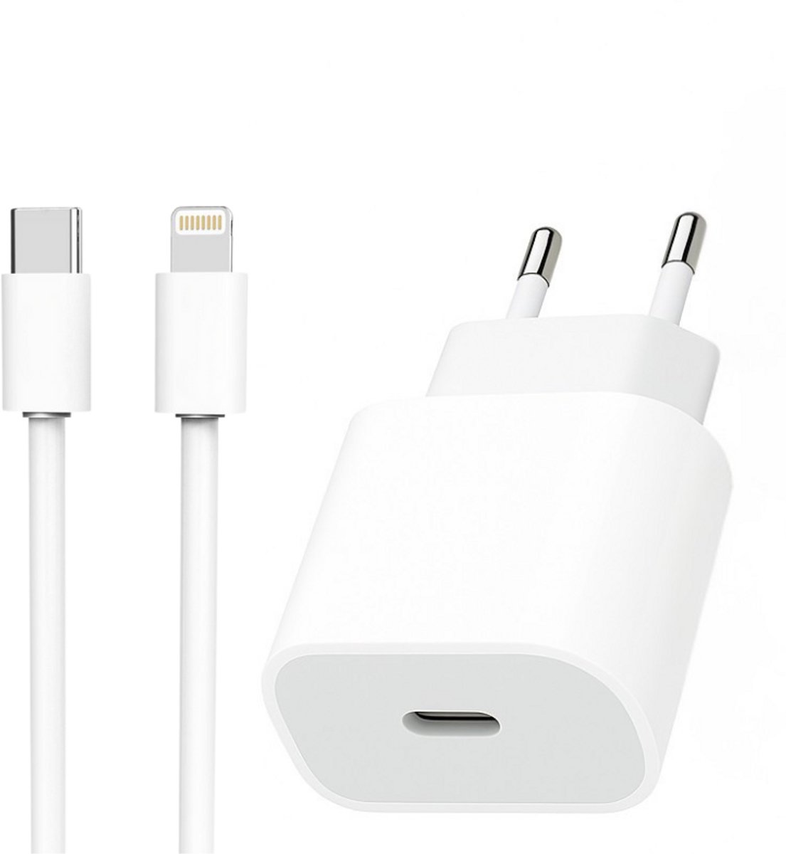 Snellader 1M - 20W Adapter met Geschikt voor Lightning Kabel - Wit