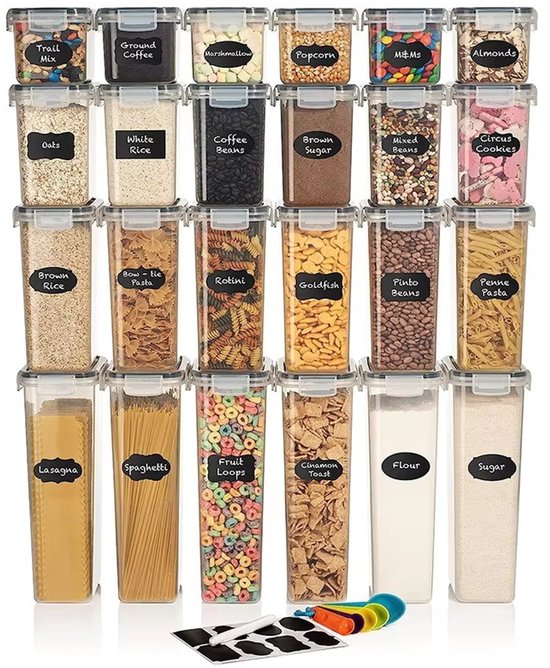 Set de rangement de Cuisine 24 pièces - Contenants de rangement - Empilables - Hermétiques - Sans BPA - Plastique