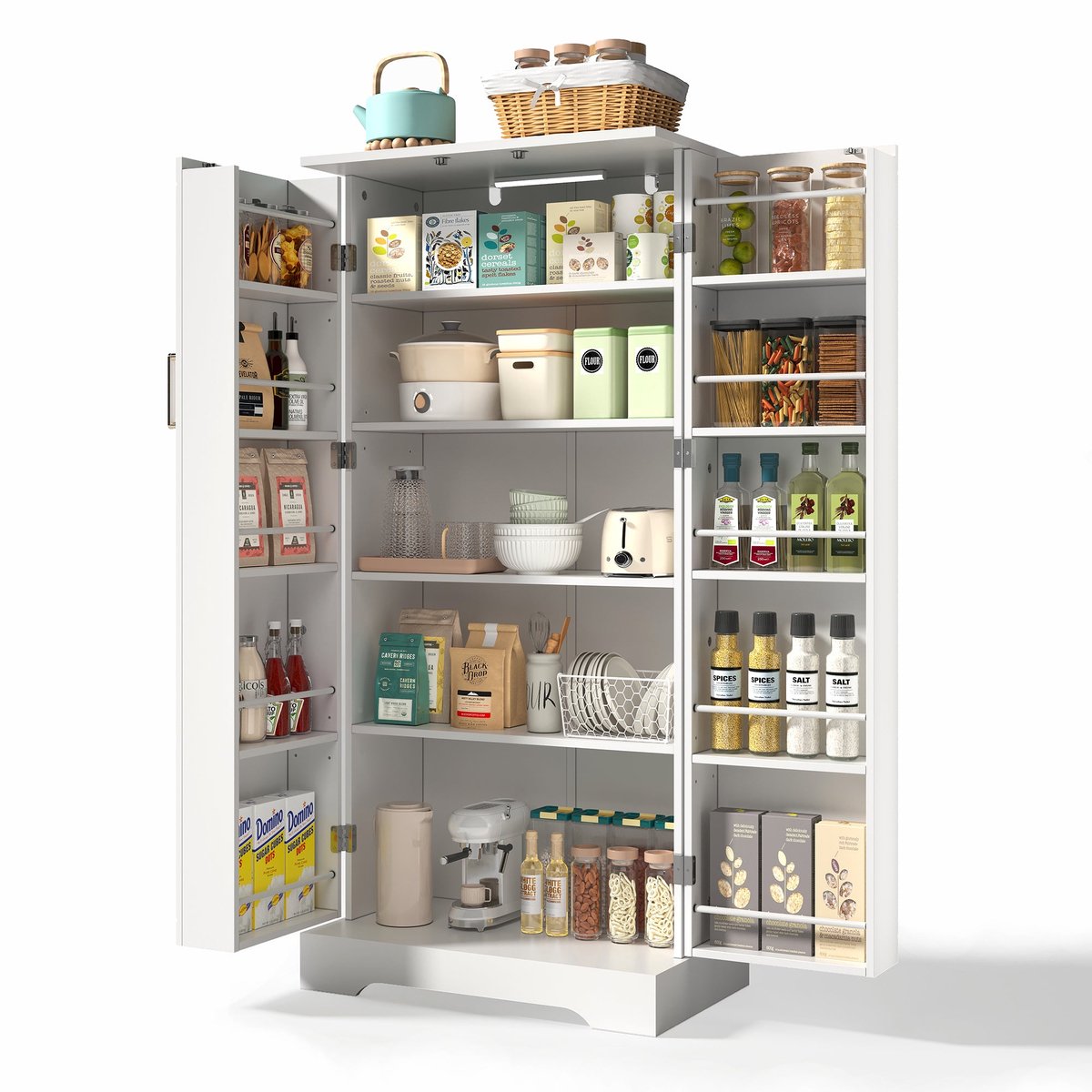 Merax Boekenkast Europees Boogdesign – 5 Lagen Open Kast – Handgelakte Metalen Frame – Ronde Antislip Voet – Geschikt voor Woonkamer Kantoor Slaapkamer