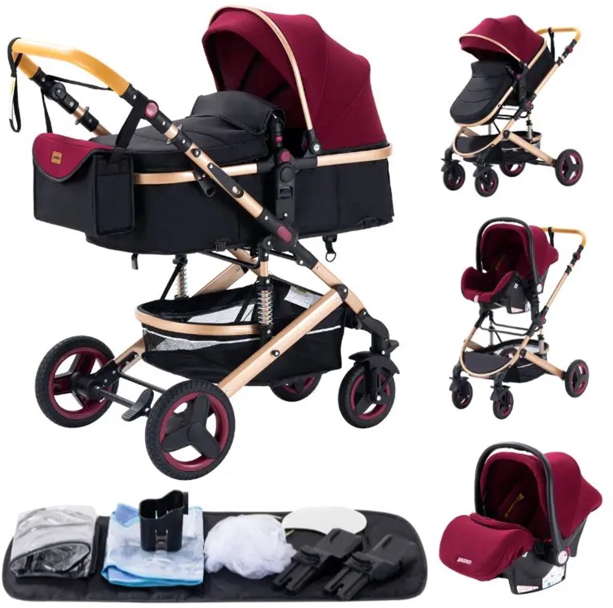 Buggy 3 in 1 Draagbare Kinderwagen Opvouwbaar Aluminium Frame - Product - €169,99