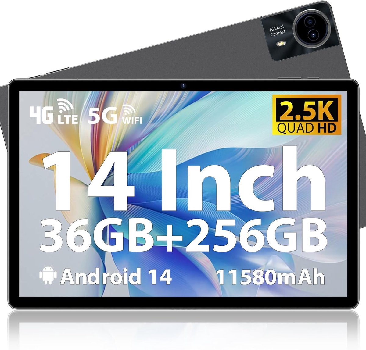 14 Inch Android Tablet met 36 GB RAM, 256 GB Opslag en 4G/5G Connectiviteit