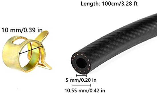 1m 3/16 "Ø 5mm Benzine Slang Inch Gasleiding Kit met Klemmen 5 Stuks Klemmen voor Boot Marine Gas Diesel Benzine — afbeelding 2