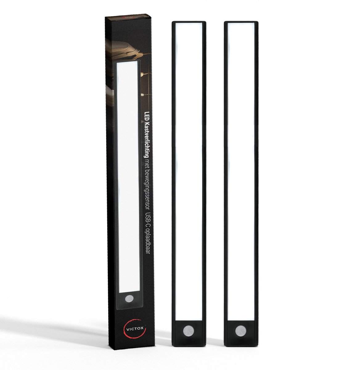 LED Kastverlichting met bewegingssensor - 2 x 40 cm - USB-C Oplaadbaar - 3 Kleurtemperaturen - Magnetisch - Draadloos - Zwart (2-PACK)