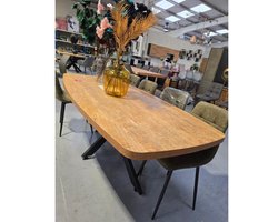 Eettafel Sophie HPL mangohout Deens ovaal 160x90 cm - Naturel
