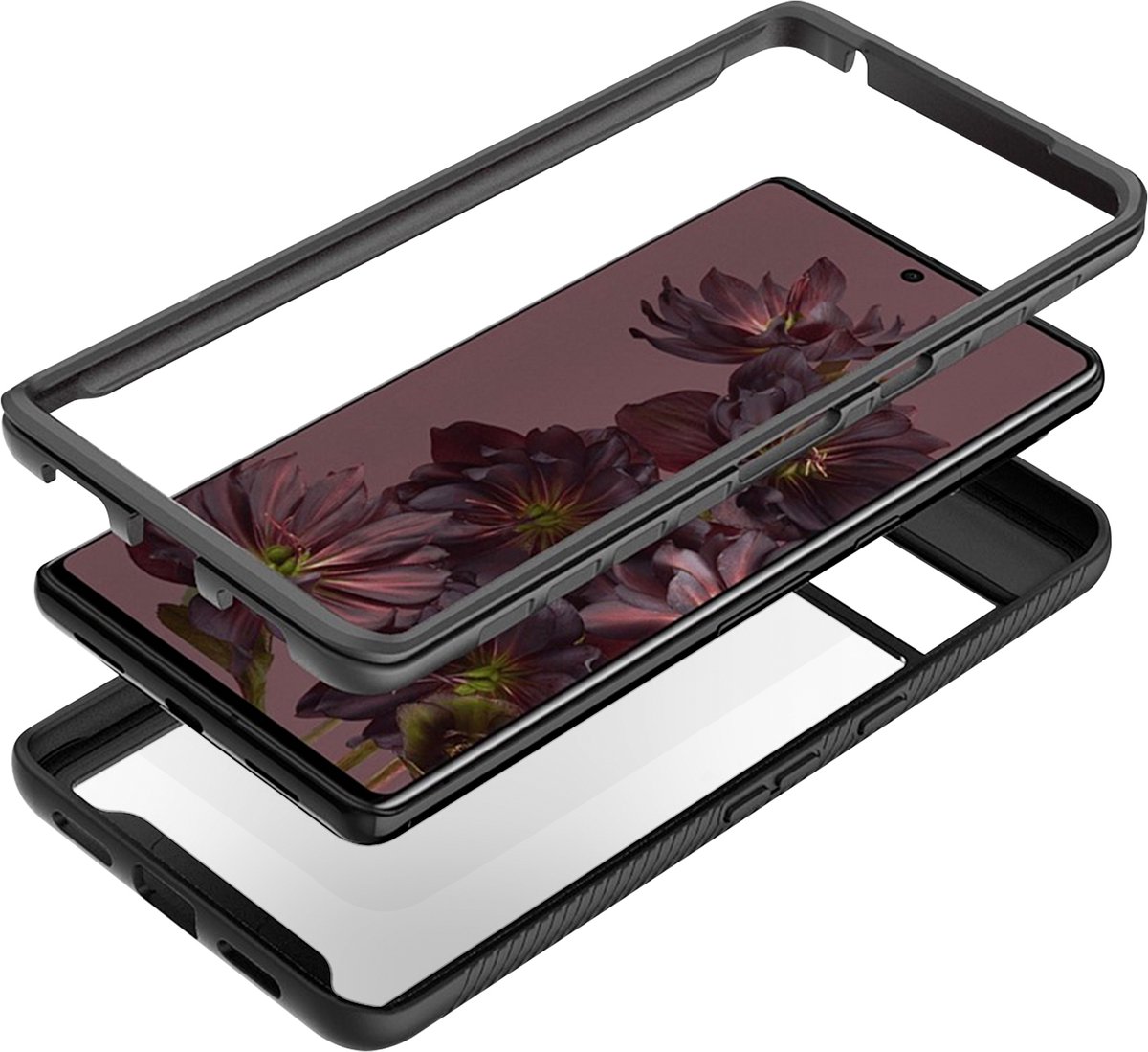 Integraal Hoesje Geschikt voor Google Pixel 7 Pro Achterkant plexiglas, zwart