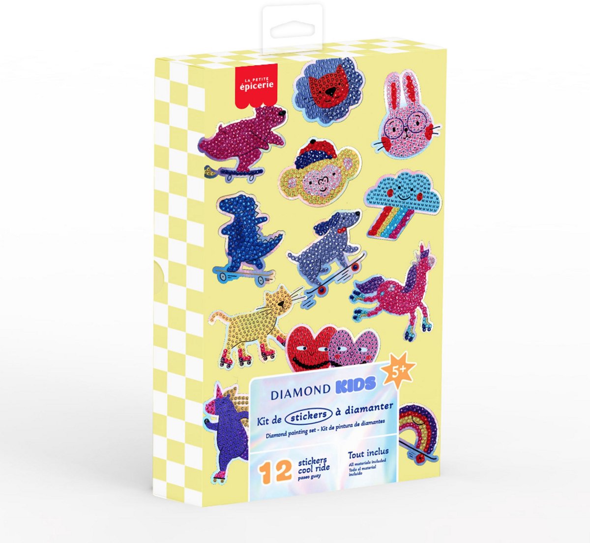 La Petite Epicerie Diamond Painting Kit voor kinderen 12 Stickers "Cool Ride" | Creatieve | Hobbyset | beginnersvriendelijk