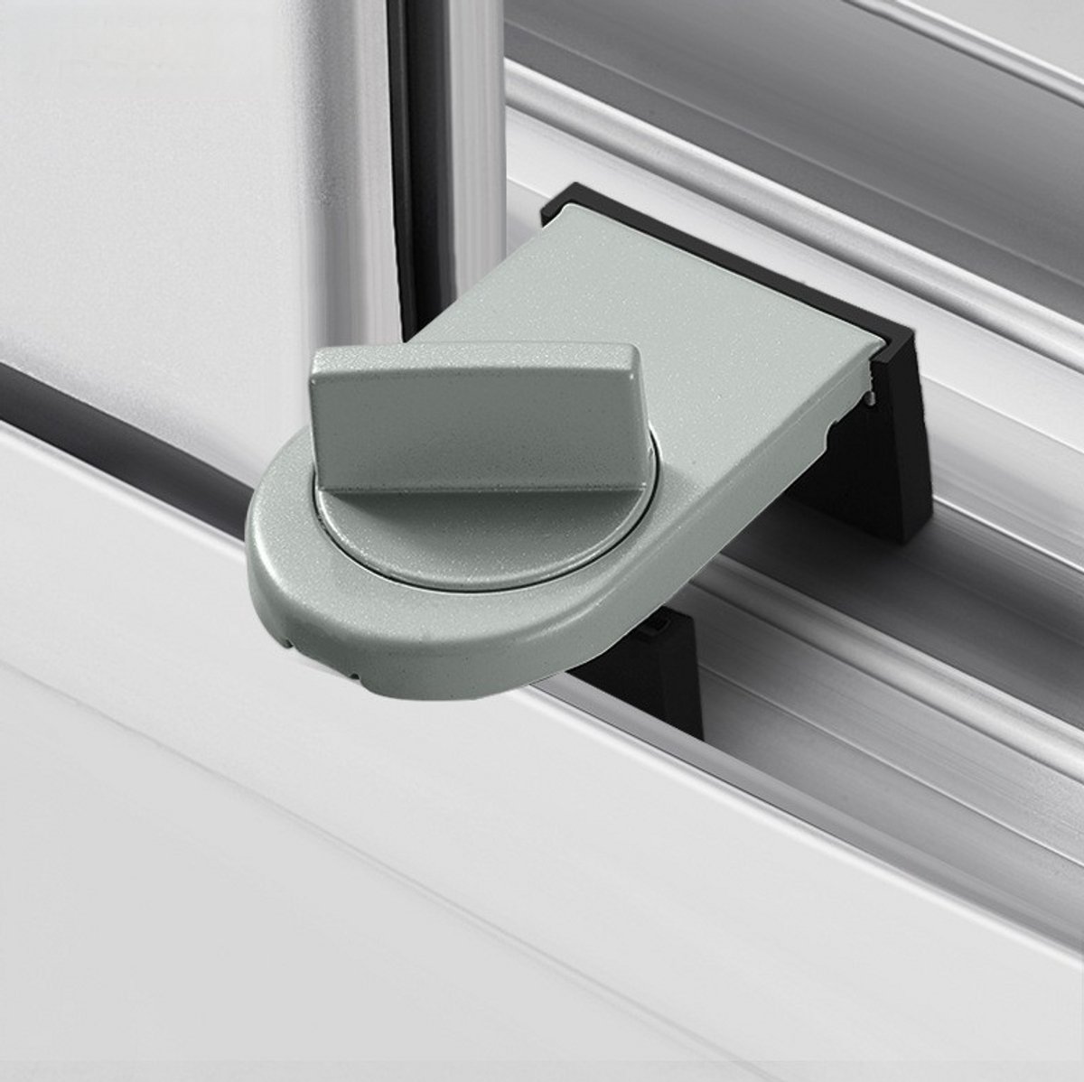 Image of 4-delige set veiligheidssloten voor schuiframen - Verticale en horizontale raamsloten - Geen boren nodig voor installatie - Verstelbare schuifraamsloten - Wigvormige raamstoppers - Geschikt voor woningen, kantoren en ramen - 6x4x2,2cm Grijs