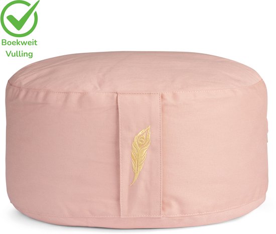 MindBaas - Meditatiekussen - Eco - Rond - Roze - 15 x 33 cm (hoogte x diameter) - Yoga kussen - Yogakussen