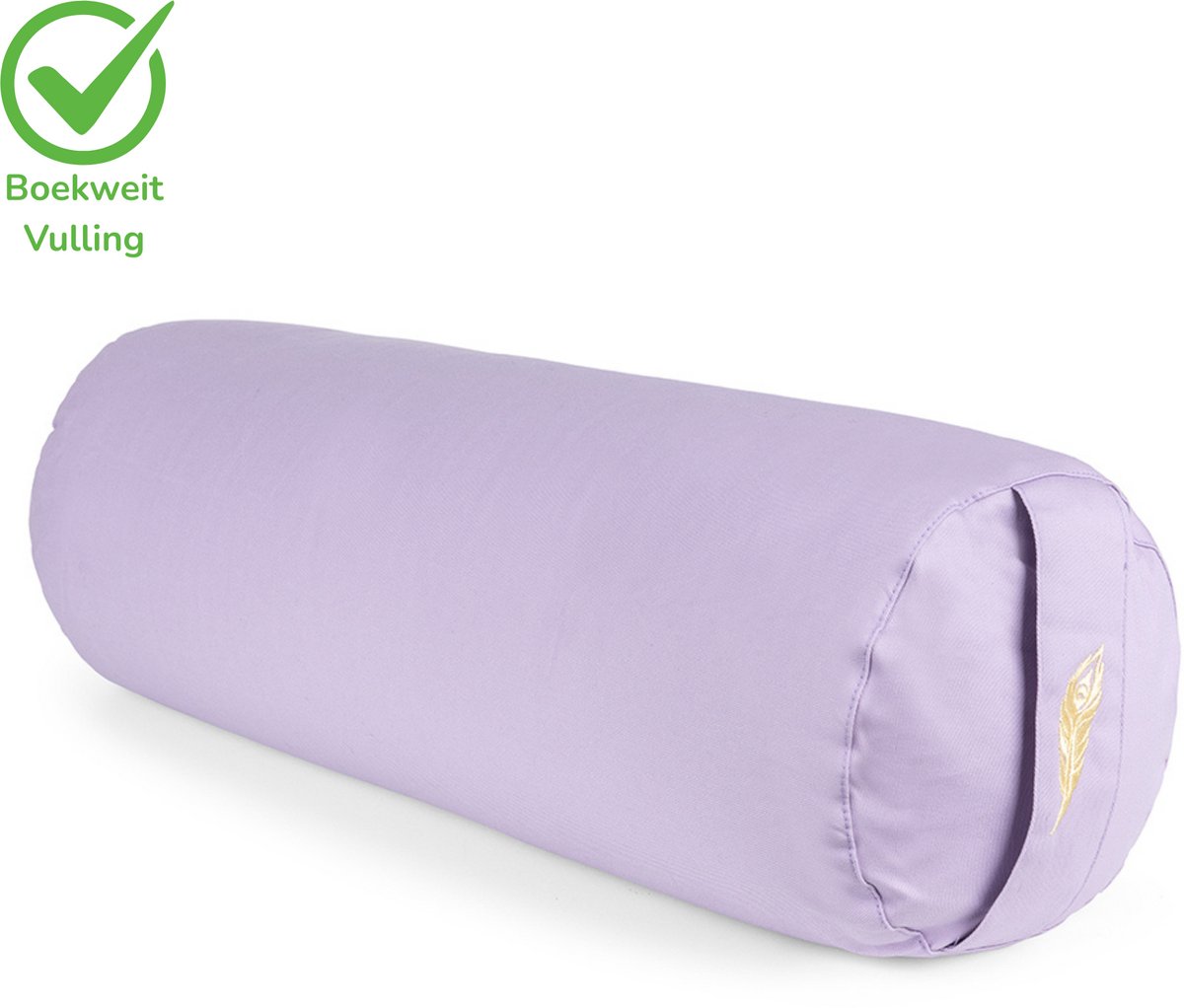 MindBaas - Yoga Bolster - Eco - Lila - Dubbel Gestikt - 60 x 20 cm (lengte x diameter) - Yoga Kussen - Yoga Rol
