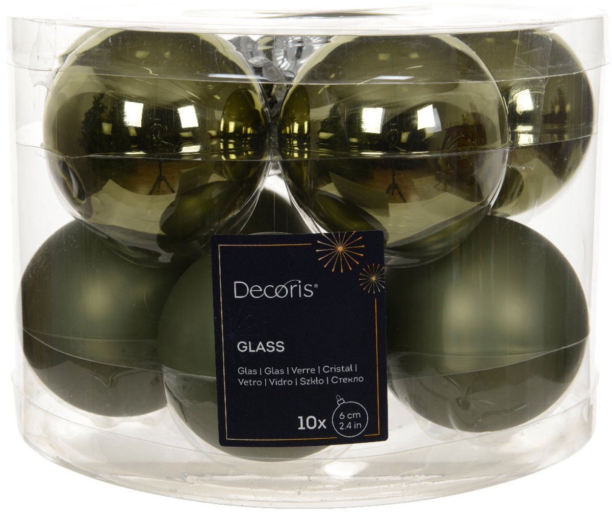 Kerstbal glas d6 cm rosemarijn 10st