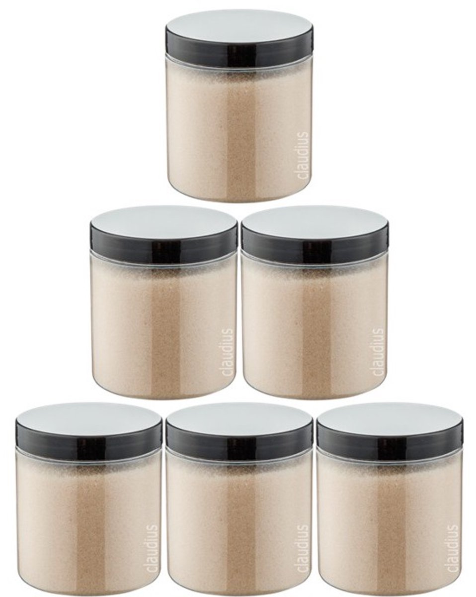 Scrubzout Amandel - 300 gram - Pot met zwarte deksel - set van 6 stuks - Hydraterende Lichaamsscrub