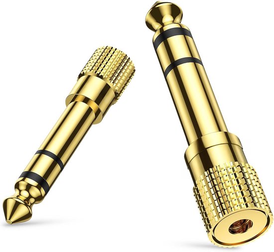 Qost - 6.35 mm naar 3.5 mm Stereo Adapter - 2 Stuks - Audio Adapter - Gold Plated