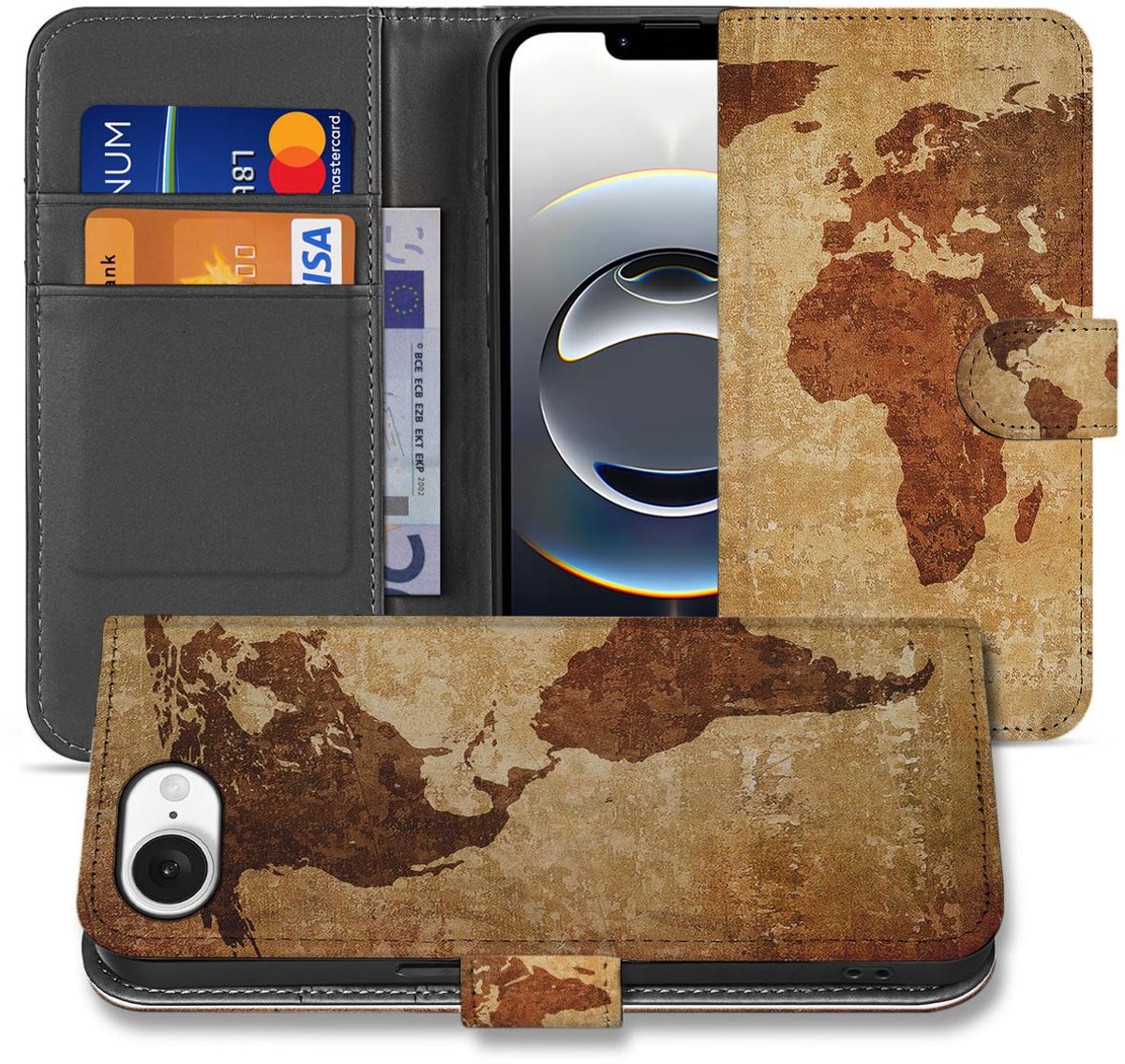 iPhone 16e/17e Flip Cover Wereldkaart