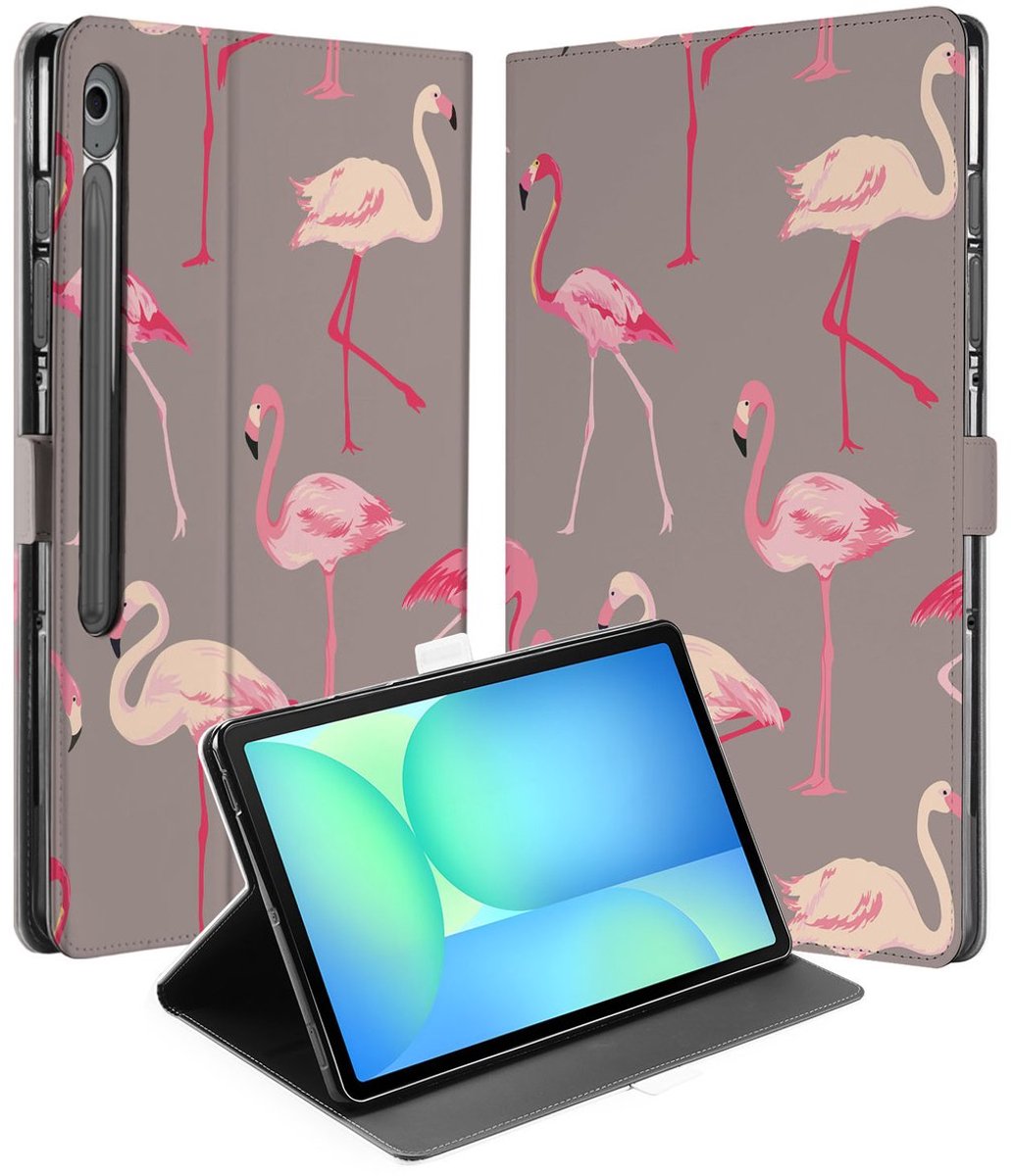 Samsung Galaxy Tab S10 FE Plus Book Case Hoesje met Standaard Flamingo