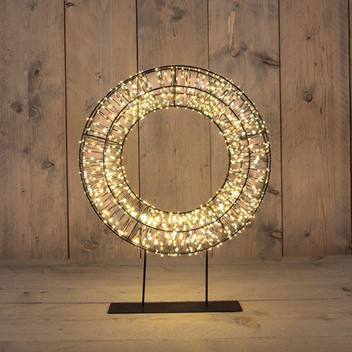 Anna's Collection Verlichte krans/decoratie ring - metaal - warm wit licht - D28 cm - 800 micro led lampjes - kerstverlichting kerstkrans – foto 5
