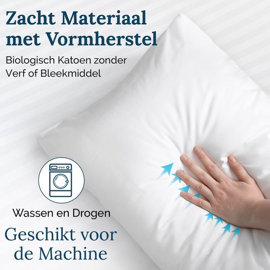 Sleep Comfy Set de 2 oreillers – Qualité hôtelière – 30 jours de sommeil d'essai – Comfort ultime – Soulage les douleurs du cou et du dos – Orthopédique et ergonomique – Convient à toutes les positions de sommeil – 60 x 70 cm