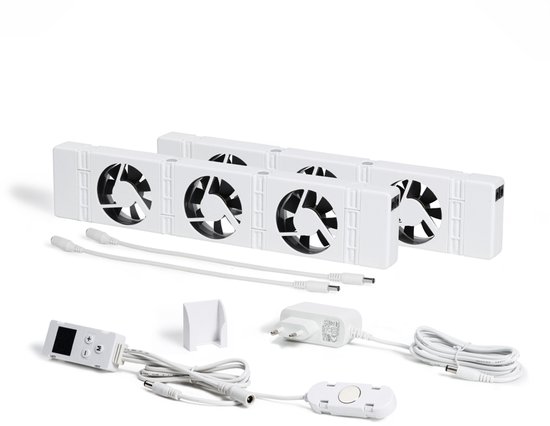 SpeedComfort Radiator Ventilator met Control Sensor - Duo Set (2x) - Sneller Verwarmen - Tot 22% Energie Besparen - Geschikt voor Warmtepomp - Meerdere Snelheden - Simpel te Plaatsen - Fluisterstil