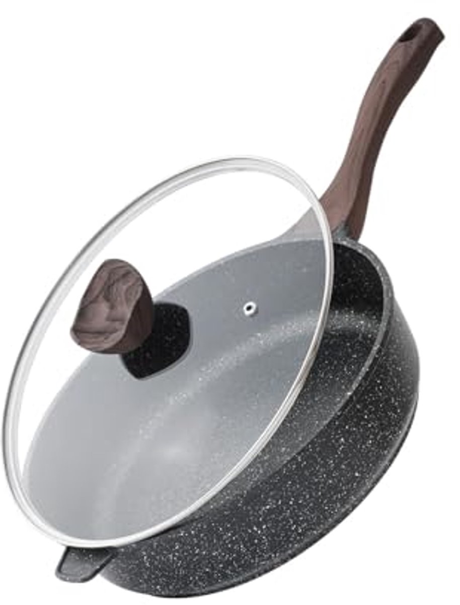 Antiaanbakpan met Deksel - 26 cm Inductiepan voor Gezond Koken