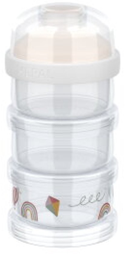 Mepal Mio Melkpoedertoren 3-delig - 360 ml - Luchtdichte afsluiting met schekdop - Multifunctioneel opbergen en doseren - Sunshine & Rainbow