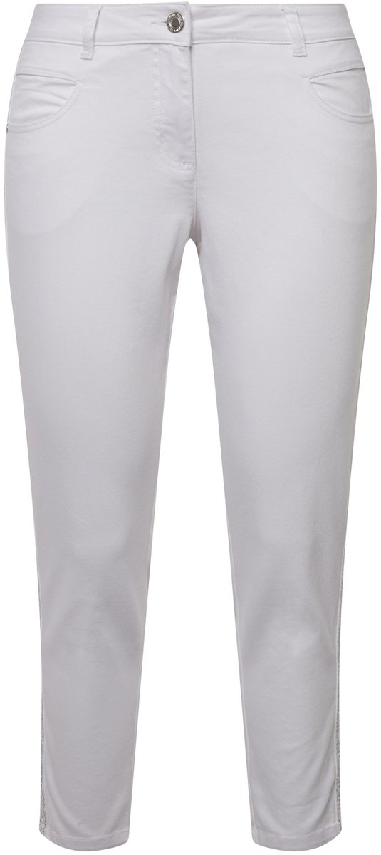 MIAMODA - Dames - Twillbroek slim fit pailetten-strepen - Sneeuwwit - Maat 50