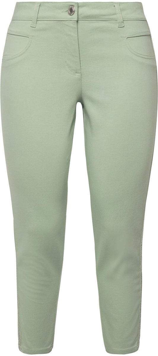 MIAMODA - Dames - Twillbroek slim fit pailetten-strepen - Mintgroen - Maat 44