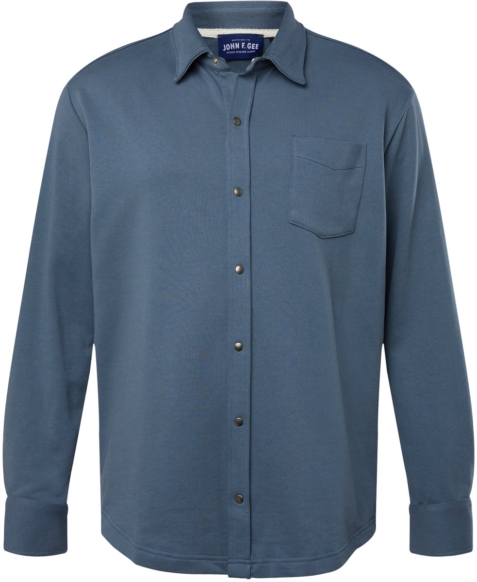 John F. Gee - Heren - Overhemd van sweatstof lange mouwen kentkraag - Nachtblauw - Maat 3XL