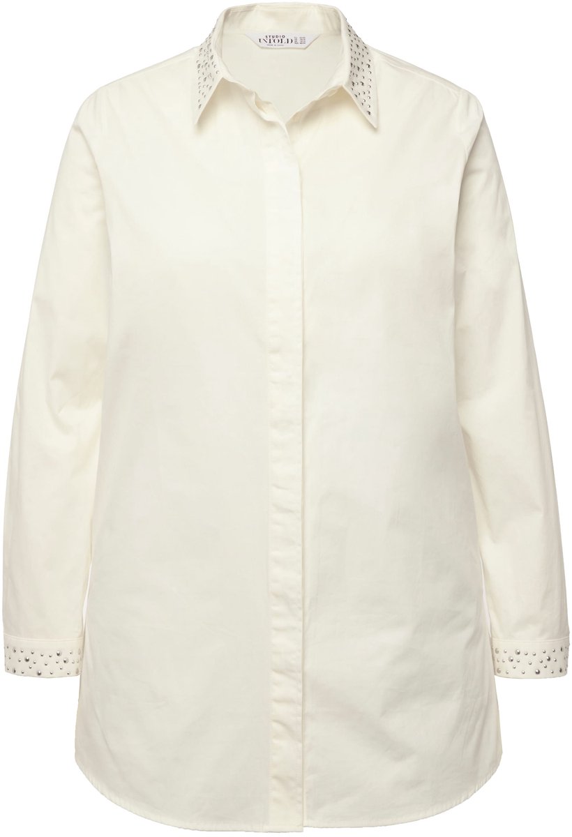 Studio Untold - Dames - Overhemd loose fit sierstuds overhemdkraag lange mouwen - Off-white - Maat 46+