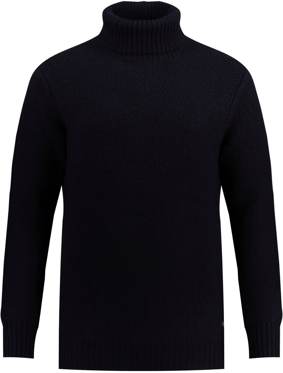 JP 1880 - Heren - Pullover met col structuurbreisel - Navy blauw - Maat 7XL