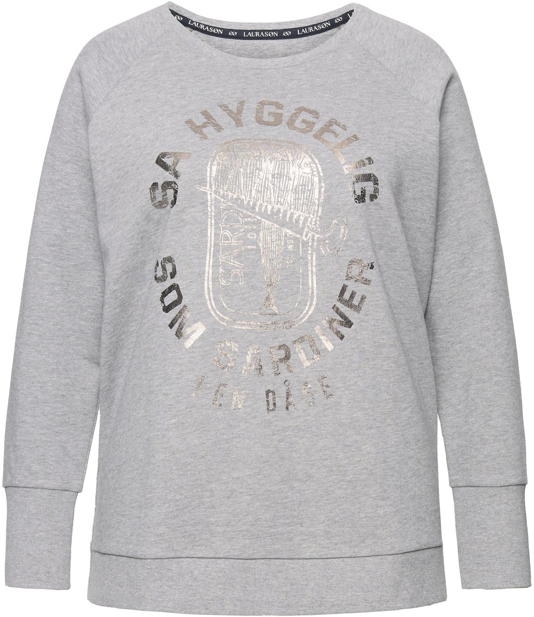 Laurasøn - Dames - Sweatshirt lange mouwen ronde hals - Grijs melange - Maat M