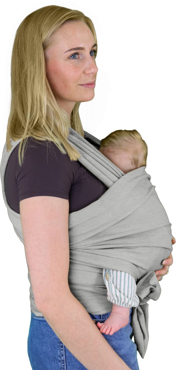 Honeybears – Ergonomische Draagdoek Lichgrijs – Baby carrier – Draagzak – Rekbare draagdoek tot 18 kg – Organisch katoen