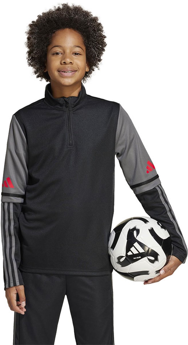 Adidas Squadra 25 Training Sweatshirt Met Halve Rits Zwart 9-10 Years Jongens,Meisjes