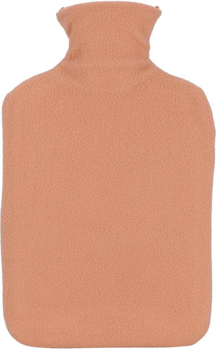 H&S Collection Warmwaterkruik - met fleecehoes - zalmroze - 1,75L - kruik