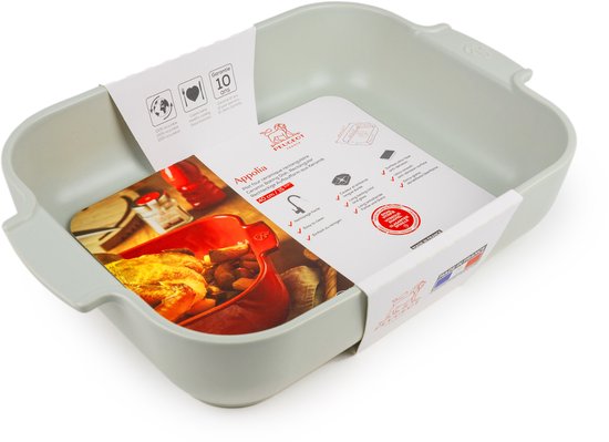 PEUGEOT - Rechthoekige keramische ovenschaal - 25 cm x 16,8 cm x 6,2 cm - Inhoud: 1,4 L - 10 jaar garantie - Franse knowhow - lichtgrijs