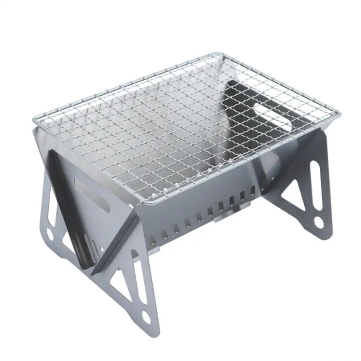 Home & Marker - Draagbare Opvouwbare Barbecue - RVS - 397g - 22x16x12cm - Voor Camping - PORTOGRILL