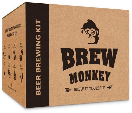 Brew Monkey Basis Blond - Bierbrouwpakket - Zelf Bier Brouwen Bierpakket - Gadgets Mannen - Vaderdagcadeau - Verjaardagscadeau voor Mannen - Origineel bier Cadeau - Verjaardag cadeau