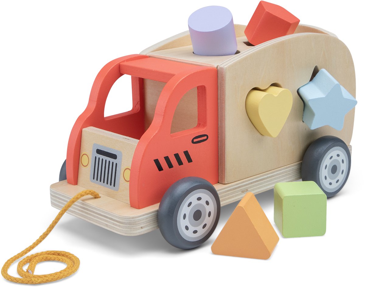 Woet® Houten Vormentruck - Sorteerwagen met Vormblokken - Trekfiguur en Vormenstoof in één - Educatief Speelgoed - Montessori Speelgoedvoertuig - Vanaf 1 Jaar — afbeelding 3