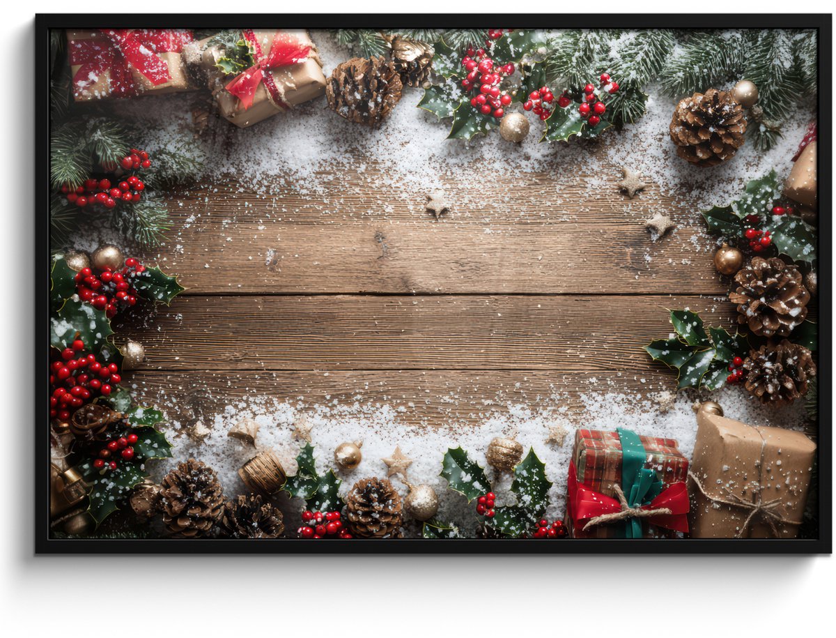 FrameYourWall Poster in lijst - Fotolijst 120x80 cm - Posters - Kerstdecoratie - Geschenken - Hout - Veelkleurig - Posterlijst zwart - Decoratie - Wanddecoratie woonkamer - Muurdecoratie slaapkamer - Kerstversiering - Kerstdecoratie voor binnen - Kerstmis