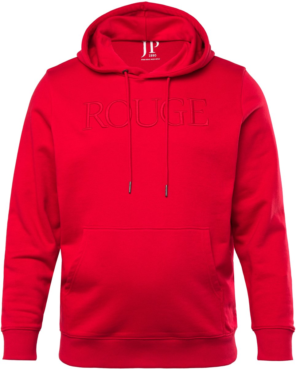 JP 1880 - Heren - Hoodie sweatstof capuchon borduursels - Appelrood - Maat XXL