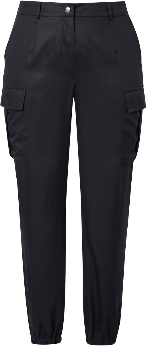 Angel of Style - Dames - Cargo broek satijn 6 zakken - Zwart - Maat 42