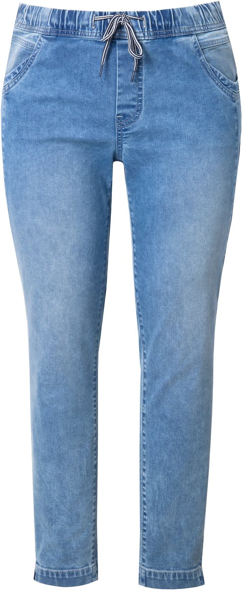 Ulla Popken - Dames - Jegging Sienna smalle pijpen elastische tailleband - Blauw denim - Maat 52